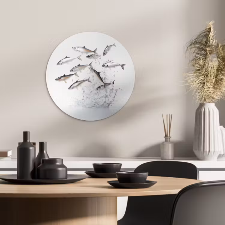 Tableau rond - Poisson - Eau - Blanc — 3