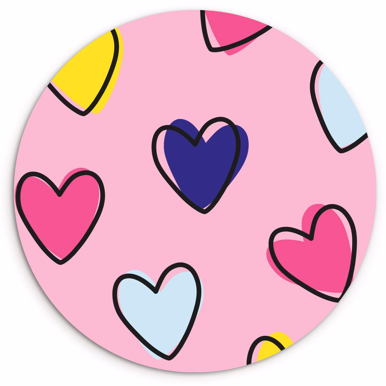 Tableau rond - Coeurs - Valentin - Motif - Coloré — 1