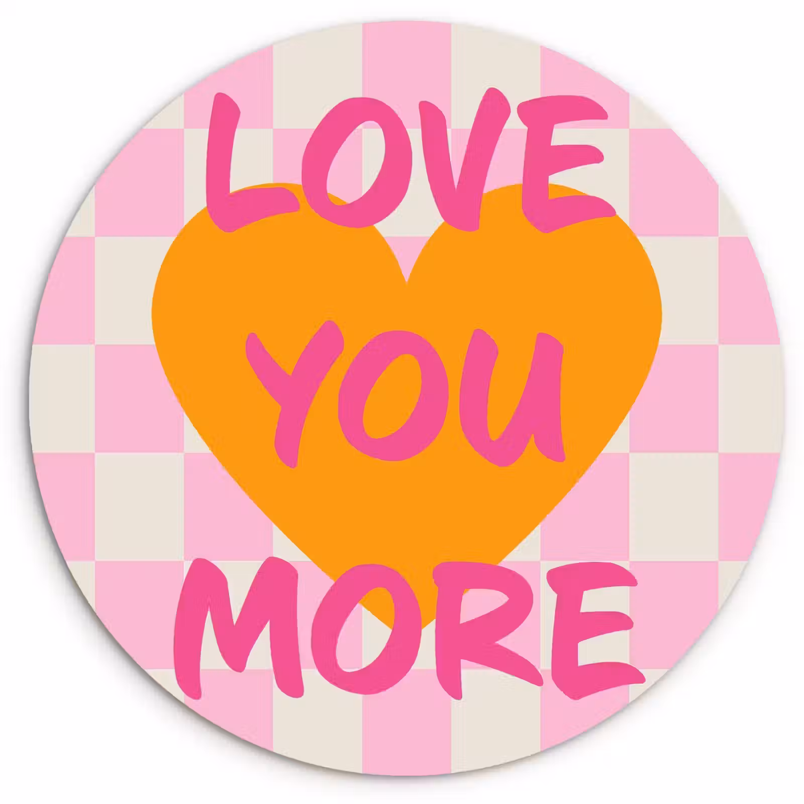 Tableau rond - Valentin - Amour - Rose - Orange — 1