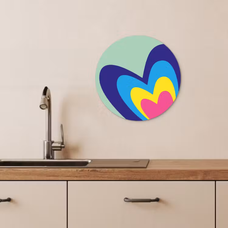 Tableau rond - Coeurs - Colorés - Valentin — 3