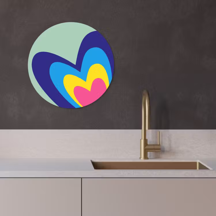 Tableau rond - Coeurs - Colorés - Valentin — 4