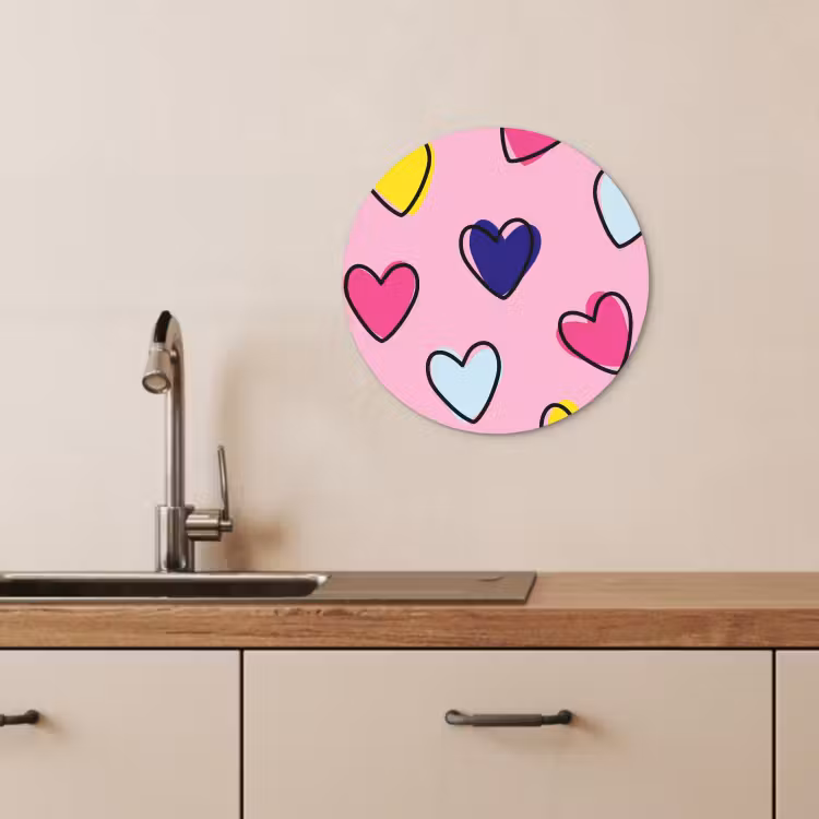 Tableau rond - Coeurs - Valentin - Motif - Coloré — 3
