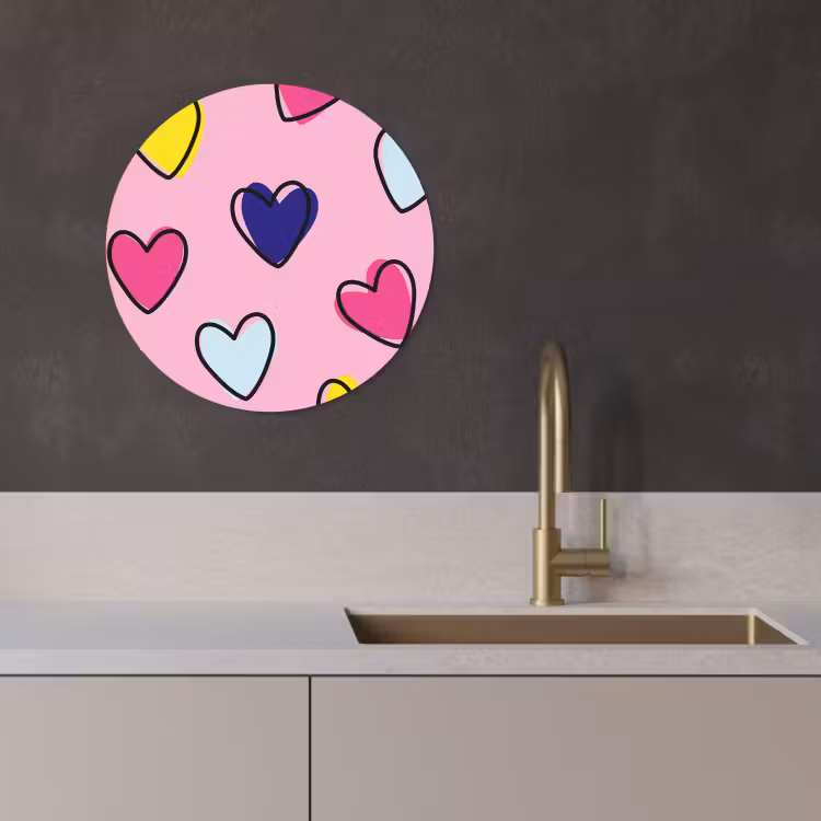 Tableau rond - Coeurs - Valentin - Motif - Coloré — 4