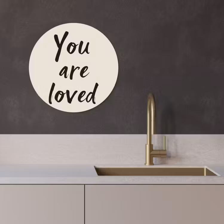 Tableau rond - Minimaliste - Beige - Amour — 2