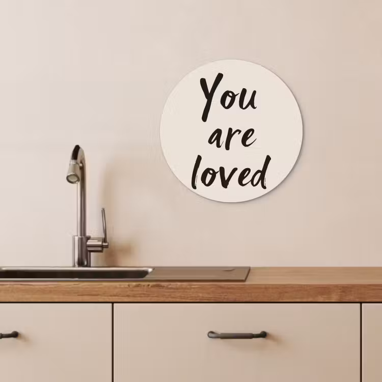 Tableau rond - Minimaliste - Beige - Amour — 4