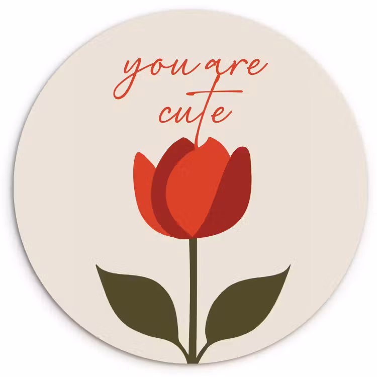 Tableau rond - Rose - Rouge - Fleur - Valentin — 1