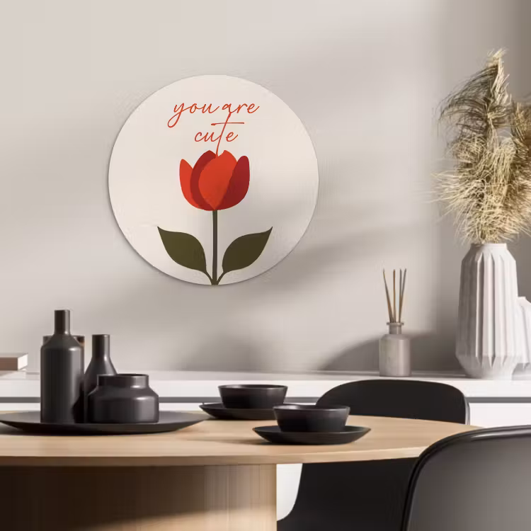 Tableau rond - Rose - Rouge - Fleur - Valentin — 2