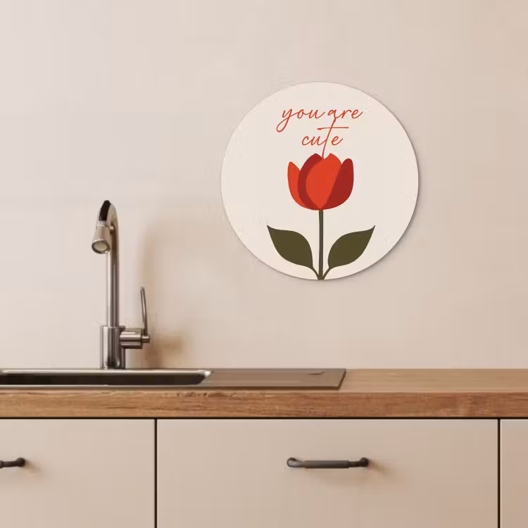 Tableau rond - Rose - Rouge - Fleur - Valentin — 3