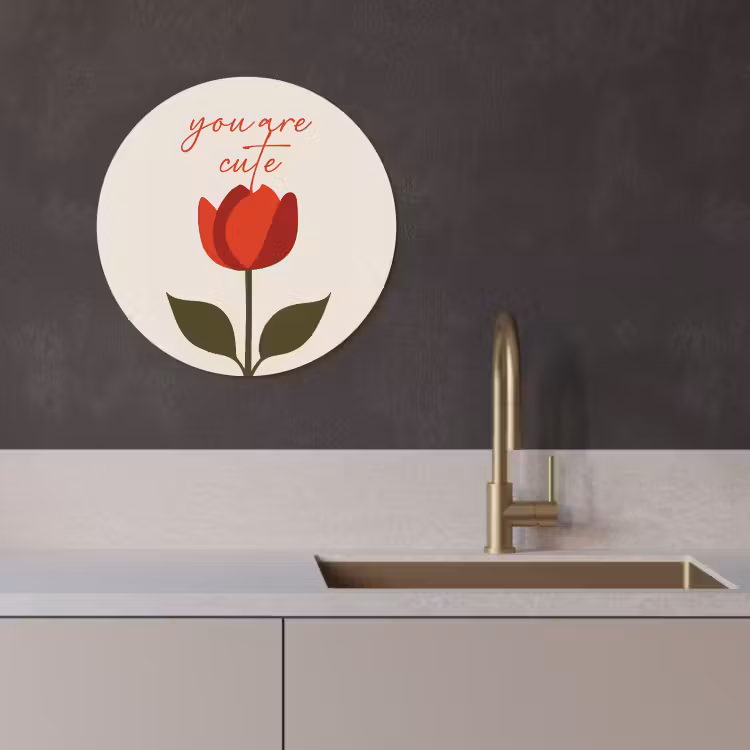 Tableau rond - Rose - Rouge - Fleur - Valentin — 4