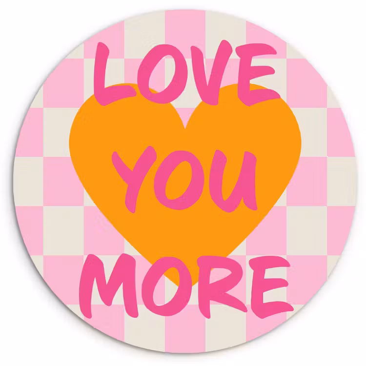 Tableau rond - Valentin - Amour - Rose - Orange — 1