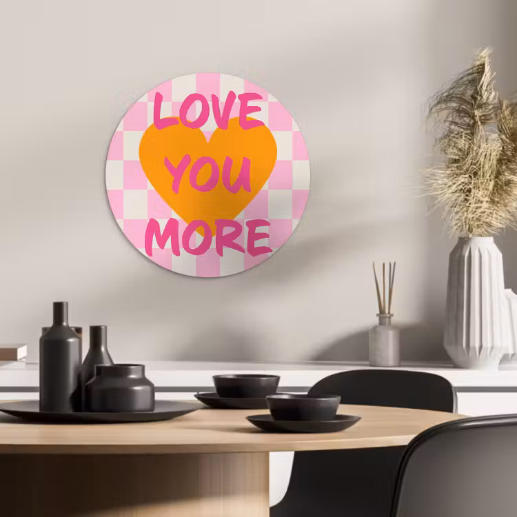 Tableau rond - Valentin - Amour - Rose - Orange — 2