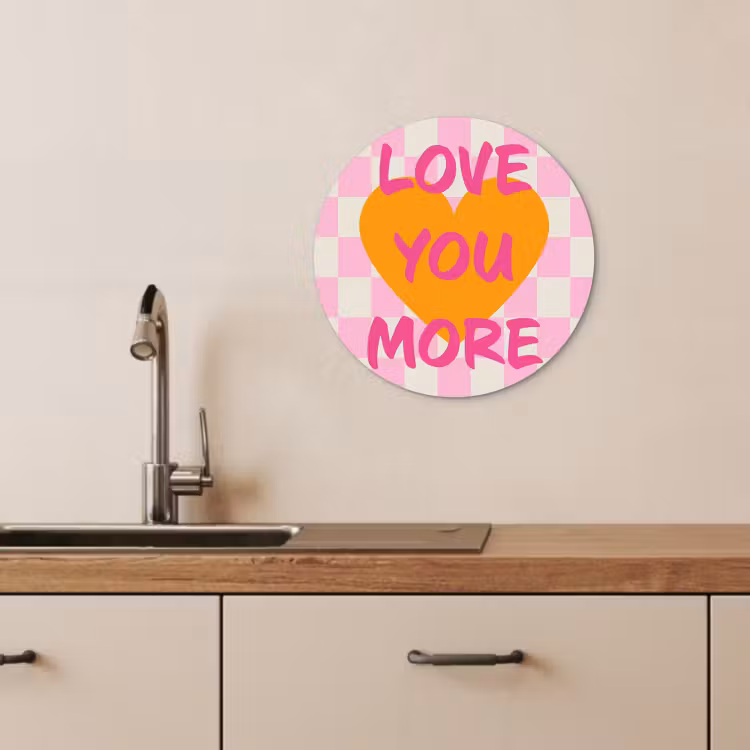 Tableau rond - Valentin - Amour - Rose - Orange — 4