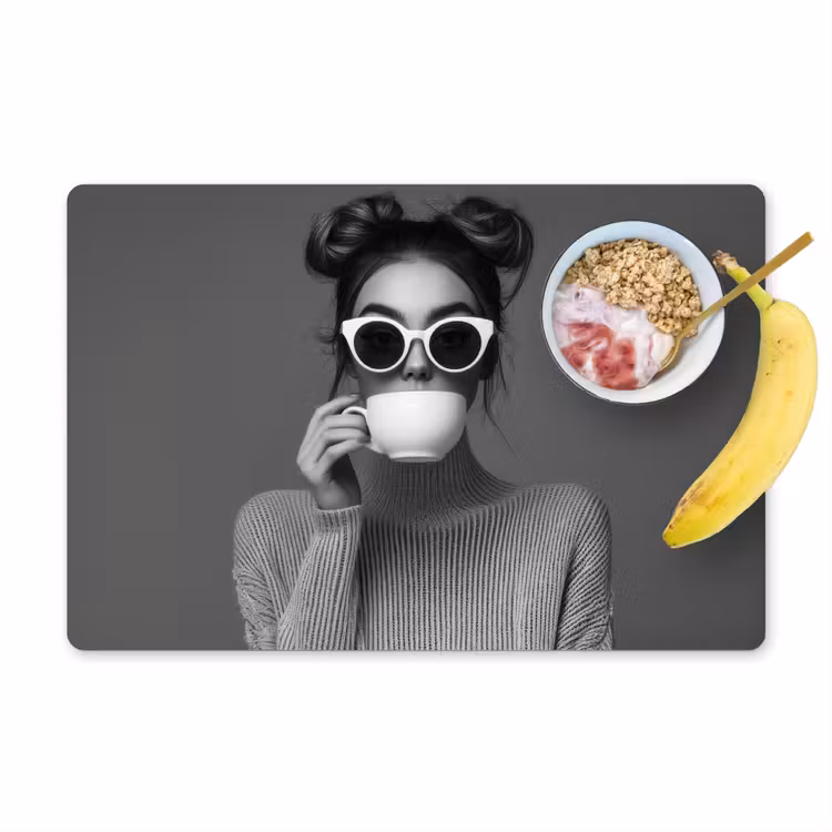 Sets de table en vinyle - Femme - Café - Noir - Blanc — 1