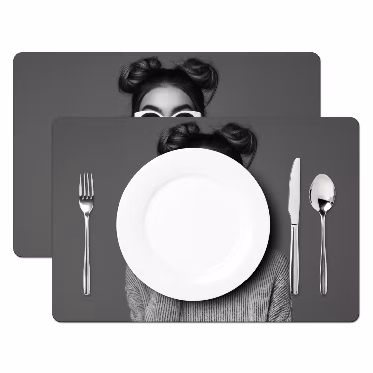 Sets de table en vinyle - Femme - Café - Noir - Blanc — 2