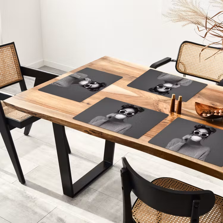 Sets de table en vinyle - Femme - Café - Noir - Blanc — 4