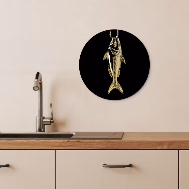 Tableau rond - Or - Poisson - Crochet - Noir — 4