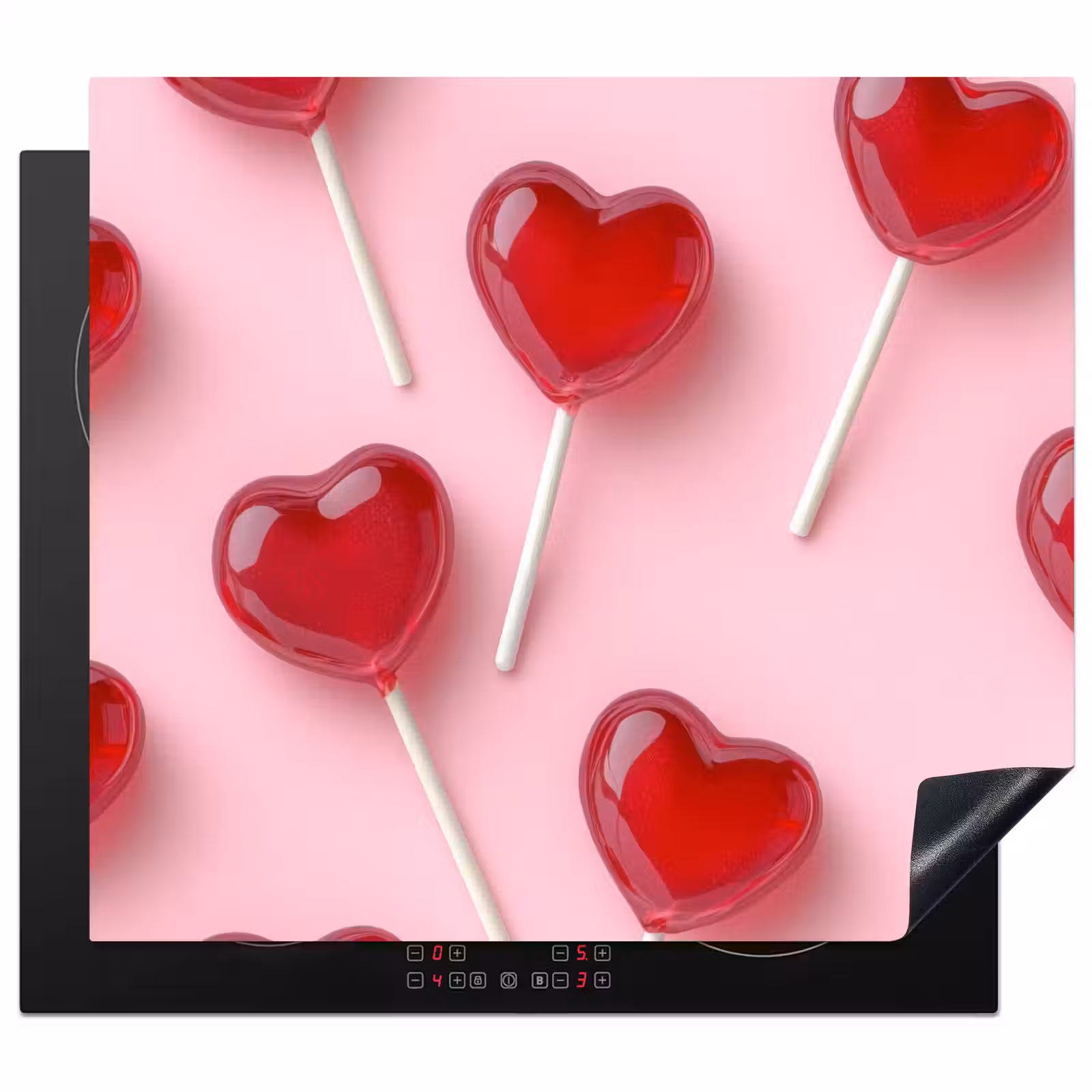 Protection plaque induction - Sucettes - Coeurs - Rose — 1