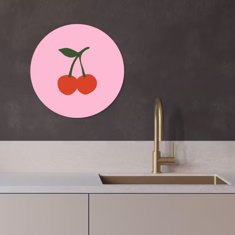 Tableau rond - Cerises - Rose - Illustration — 3