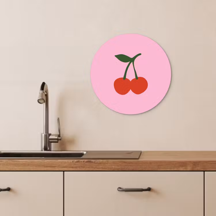 Tableau rond - Cerises - Rose - Illustration — 4