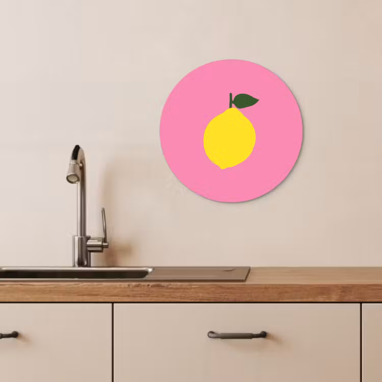 Tableau rond - Citron - Jaune - Frais — 4