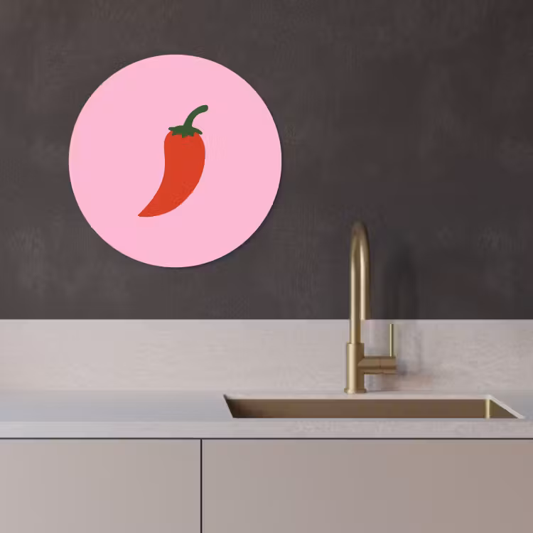 Tableau rond - Poivre - Rouge - Illustration — 4
