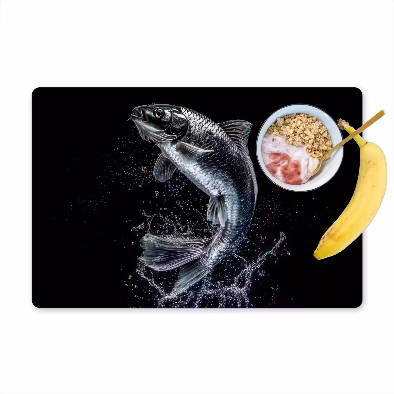 Sets de table en vinyle - Poissons - Koi - Noir - Eau — 1