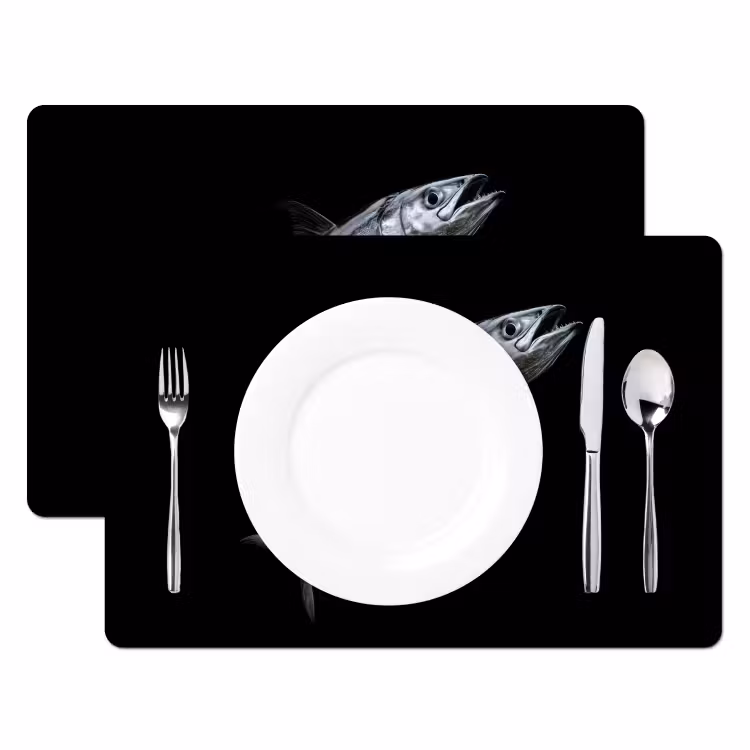 Sets de table en vinyle - Maquereau - Poisson - Noir — 2
