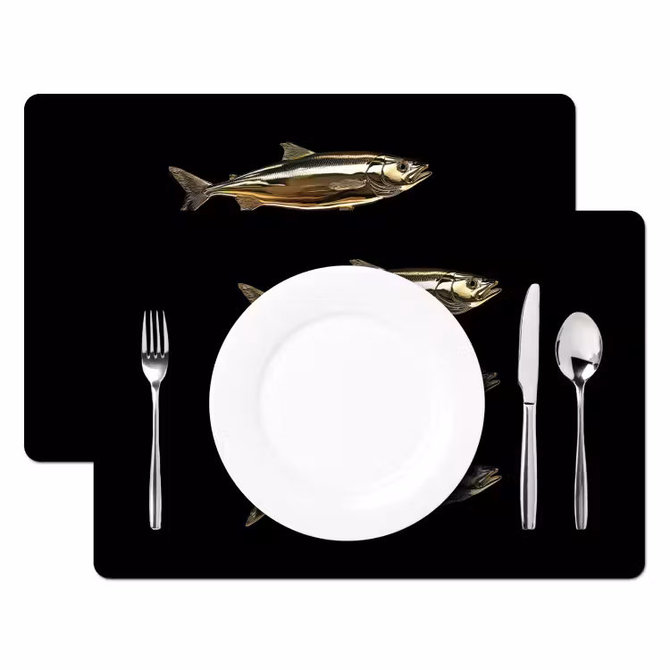 Sets de table en vinyle - Poissons - Or - Noir — 2