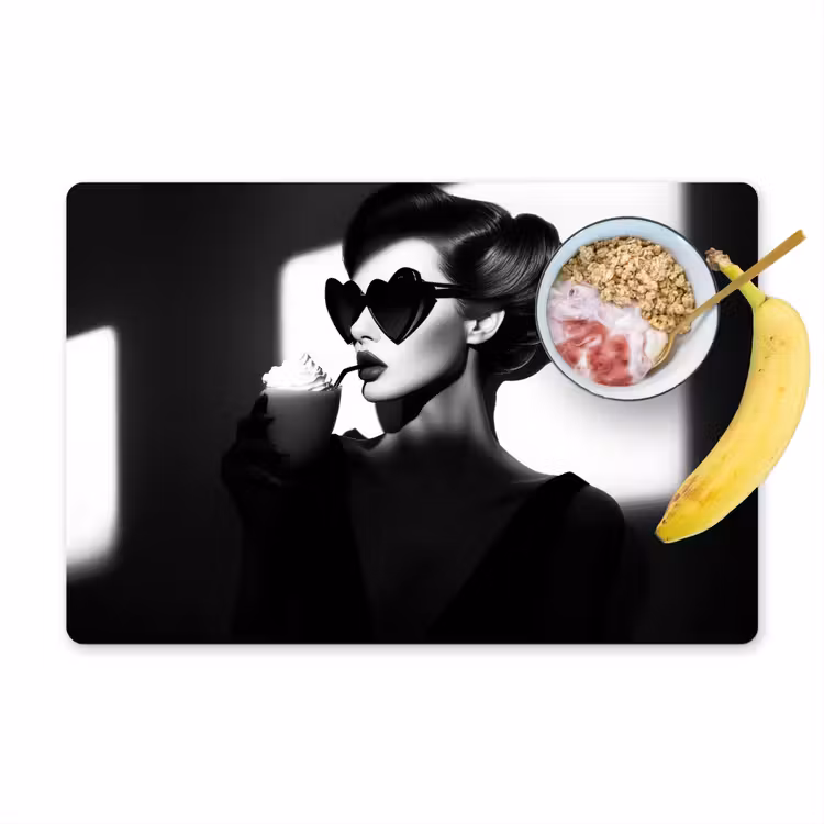Sets de table en vinyle - Femme - Noir - Coeur — 1