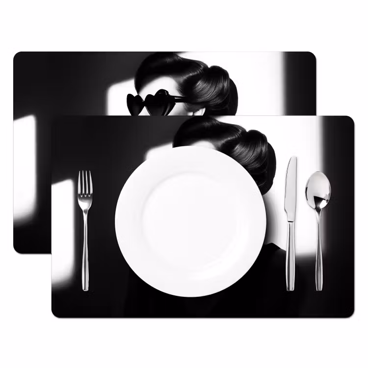 Sets de table en vinyle - Femme - Noir - Coeur — 2
