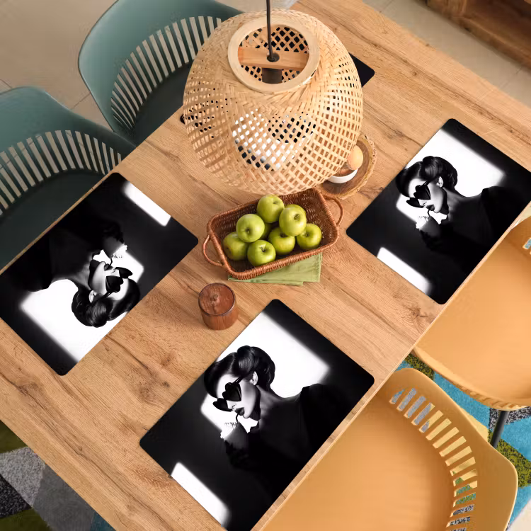 Sets de table en vinyle - Femme - Noir - Coeur — 3