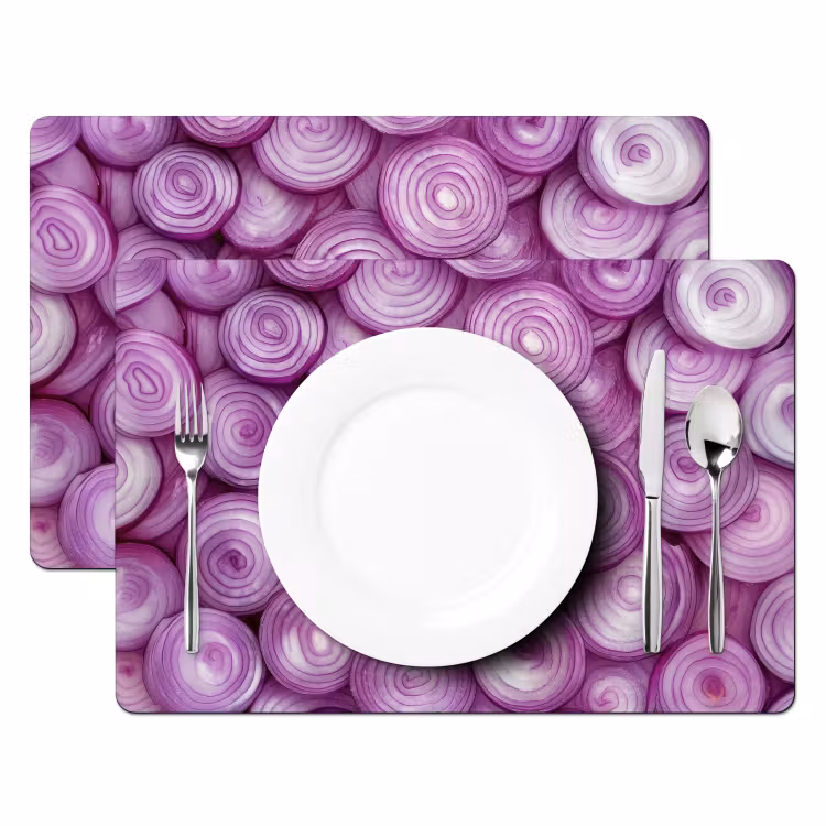Sets de table en vinyle - Pourpre - Oignons - Gros plan — 2