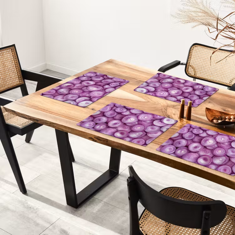Sets de table en vinyle - Pourpre - Oignons - Gros plan — 4