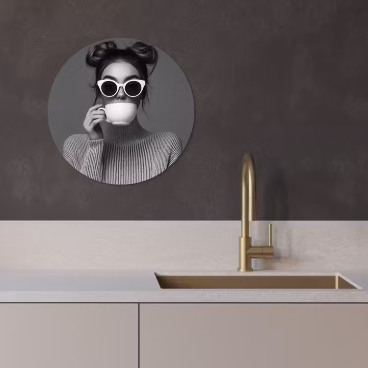 Tableau rond - Femme - Café - Noir - Blanc — 4
