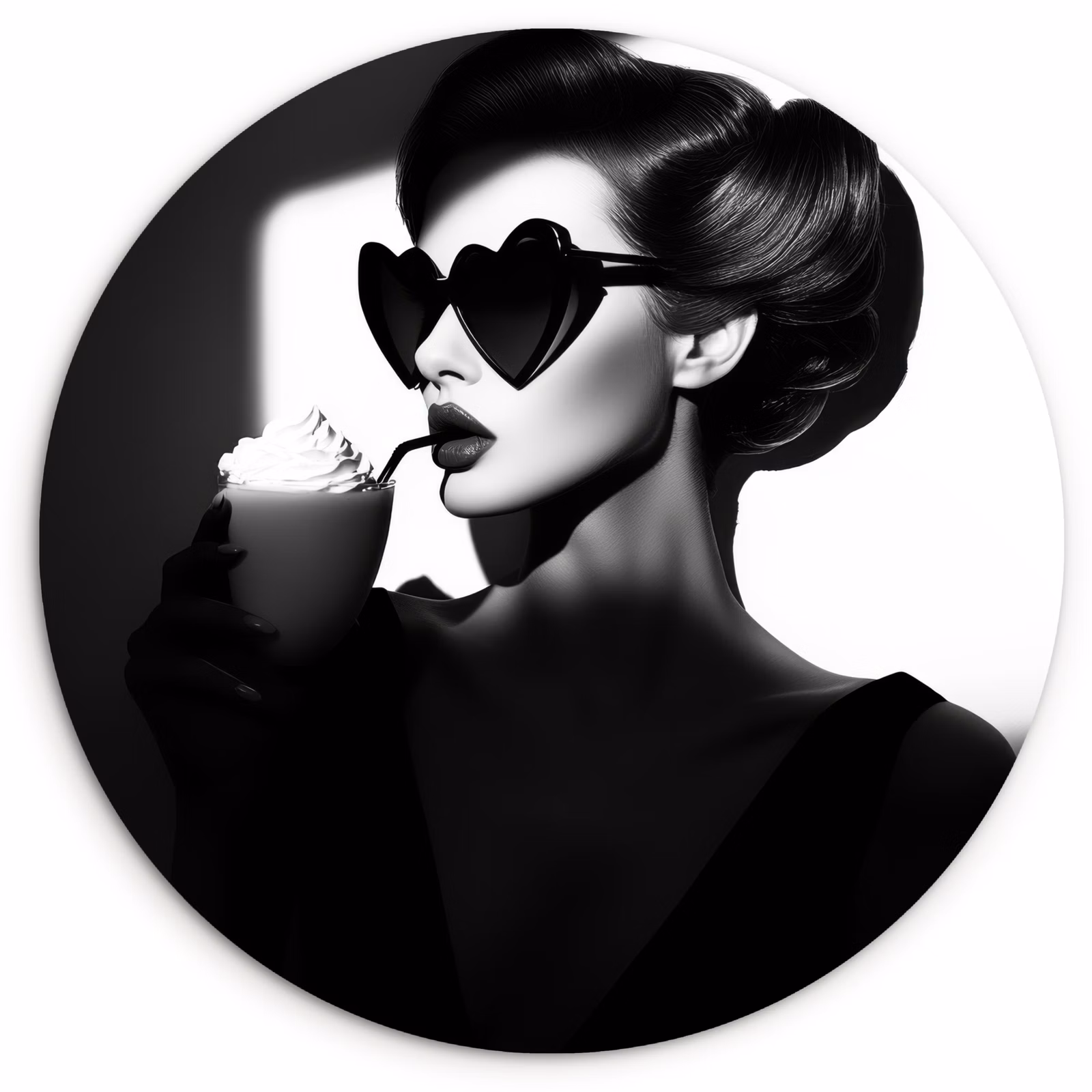 Tableau rond - Femme - Noir - Coeur — 1