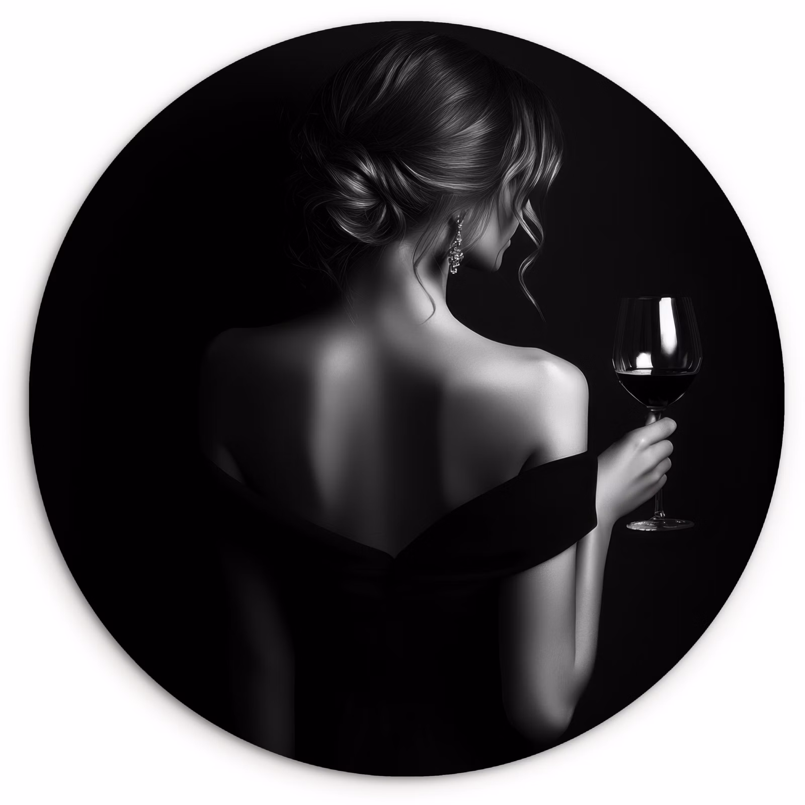 Tableau rond - Femme - Vin - Robe — 1