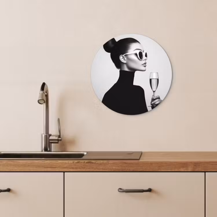 Tableau rond - Femme - Champagne - Moderne — 4