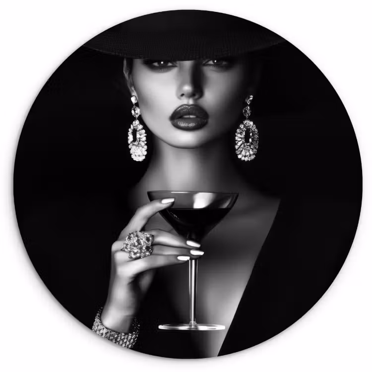 Tableau rond - Femme - Cocktail - Chic — 2