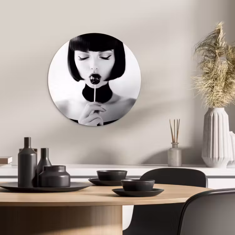 Tableau rond - Femme - Lolly - Noir - Blanc — 3