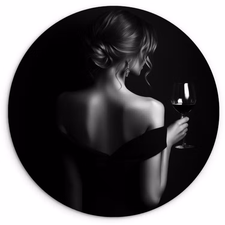 Tableau rond - Femme - Vin - Robe — 1