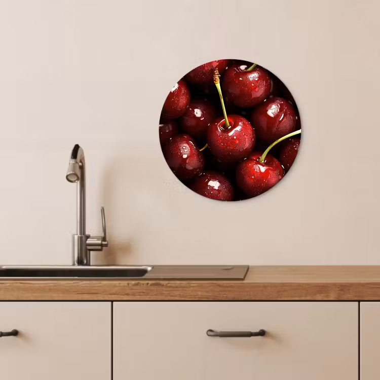 Tableau rond - Rouge - Fruits - Cerise — 1