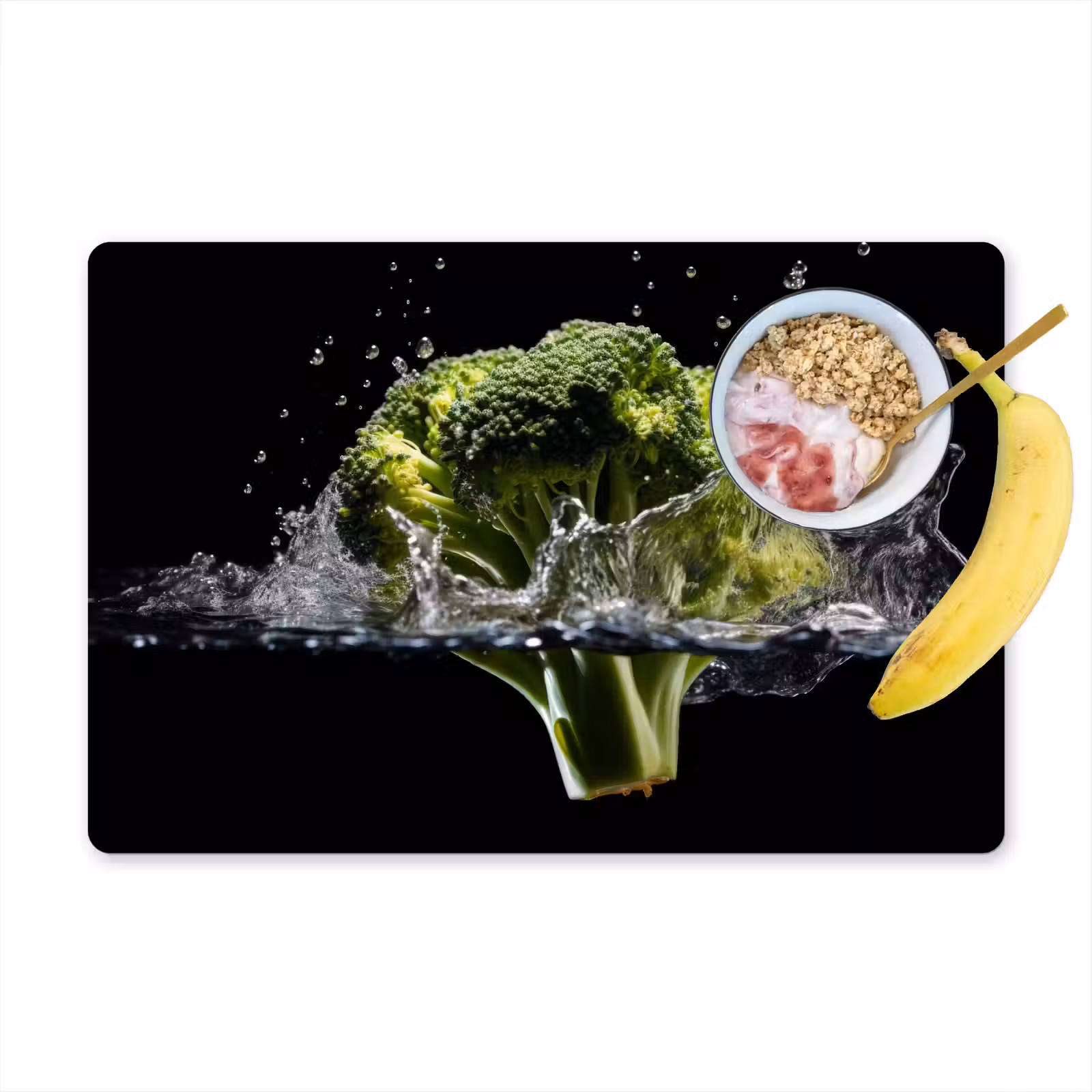 Sets de table en vinyle - Brocoli - Vert - Eau - Noir — 1