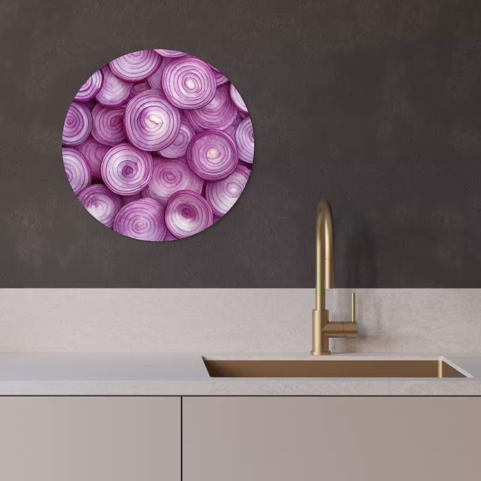 Tableau rond - Pourpre - Oignons - Gros plan — 1