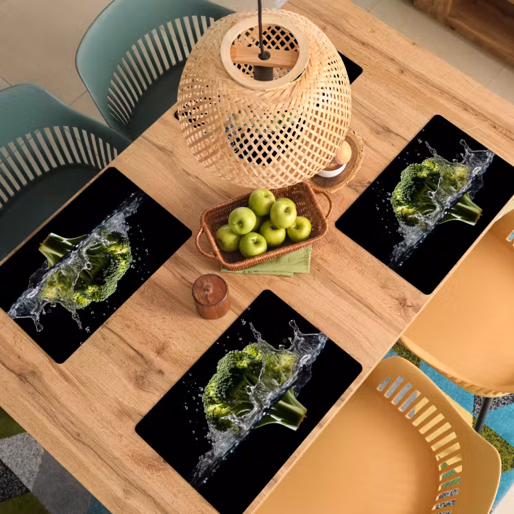 Sets de table en vinyle - Brocoli - Vert - Eau - Noir — 3