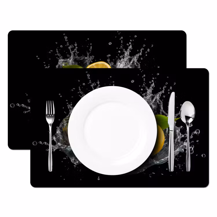 Sets de table en vinyle - Citron - Fruit - Jaune - Noir — 2