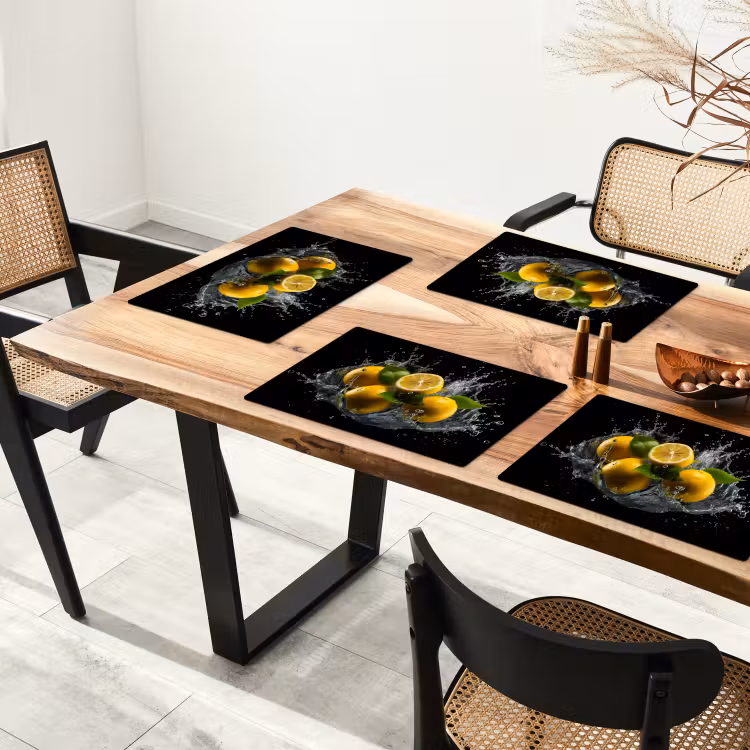 Sets de table en vinyle - Citron - Fruit - Jaune - Noir — 4
