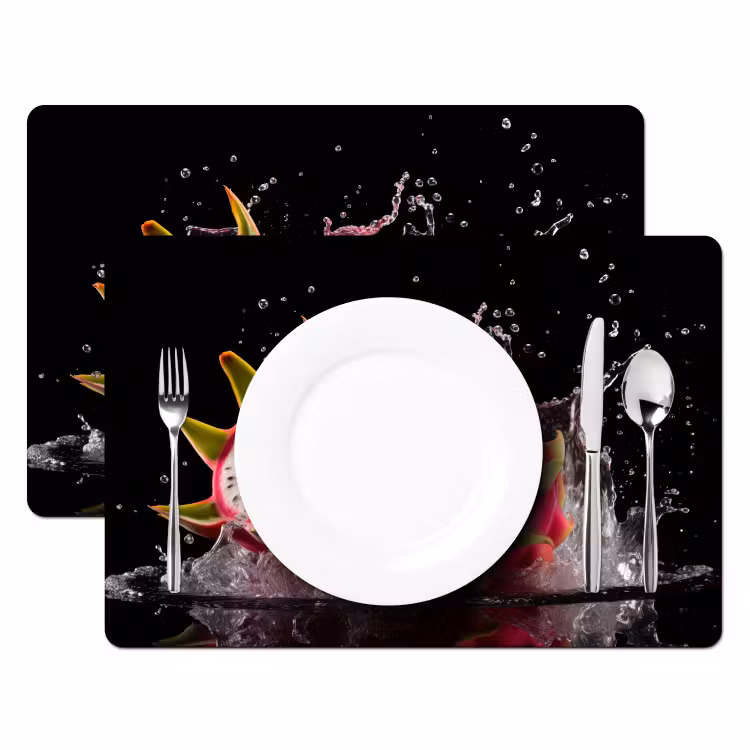 Sets de table en vinyle - Fruit du dragon - Noir - Eau - Fruit - Fruit — 2