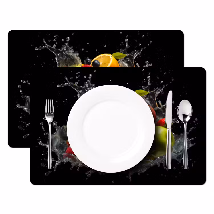 Sets de table en vinyle - Fruits - Pomme - Orange - Fruits rouges - Eau — 2