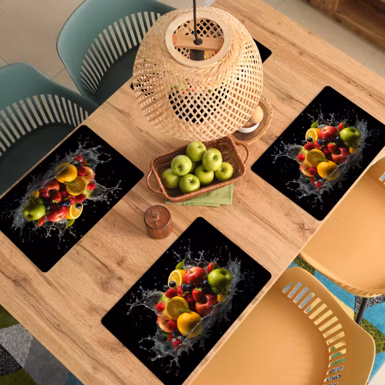 Sets de table en vinyle - Fruits - Pomme - Orange - Fruits rouges - Eau — 3