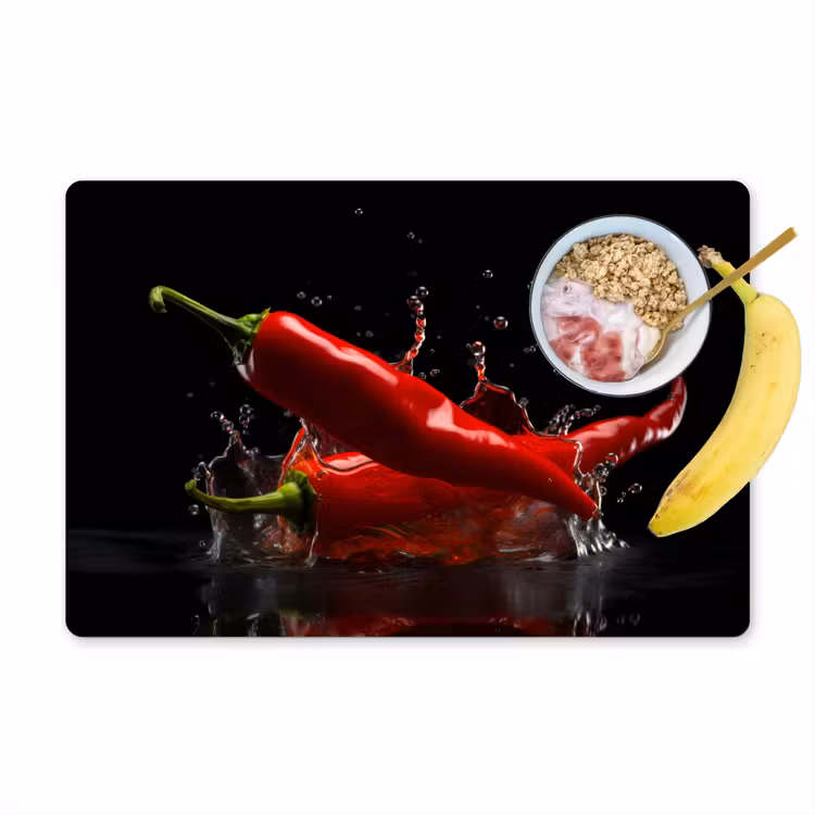 Sets de table en vinyle - Poivre - Rouge - Noir - Eau - Légumes — 1